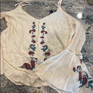 Adorable Cream embroidered top with bell sleeves